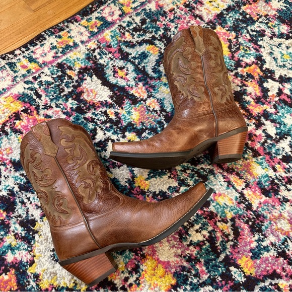 Ariat Shada Leather Cowgirl Boot Womens 7.5 Brown Cutout Details Western - Picture 4 of 13